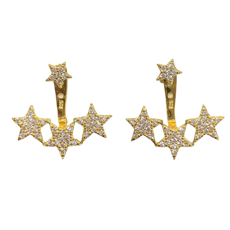 Ladies crystal stud earrings-Jacklyn Star Jacket Earrings