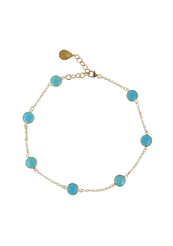 Ladies gold infinity necklaces-Blue Chalcedony Bezel Chain