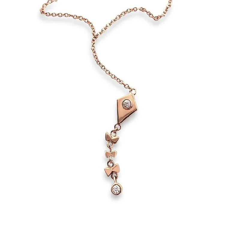 Ladies statement necklaces-Kite 18K Rosegold Necklace w. Diamonds