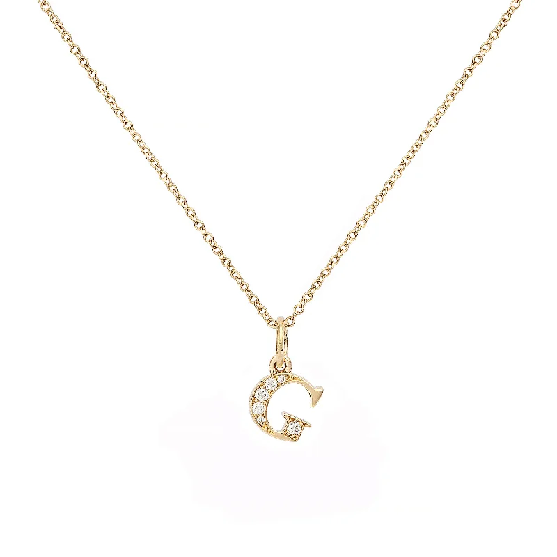 Ladies infinity symbol necklaces-Love Letter G 18K Gold Necklace w. Diamonds