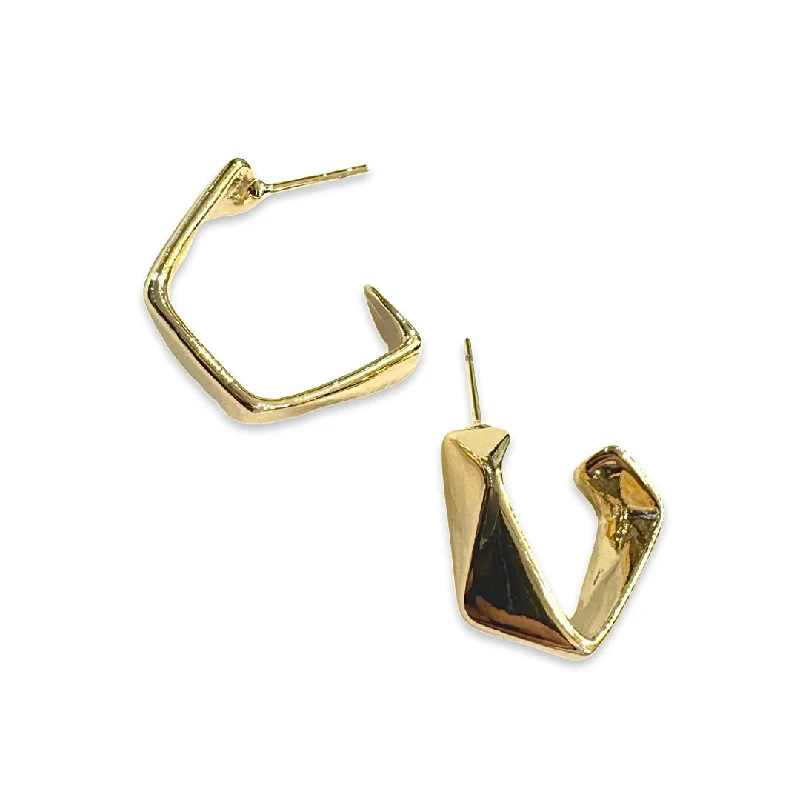 Ladies vintage earrings-Gold Filled Edgy Open Hoops