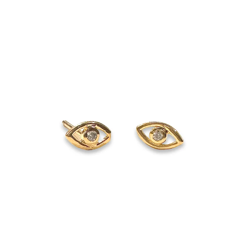 Ladies ear cuff earrings-Gold Filled Evil Eye Stud Earrings