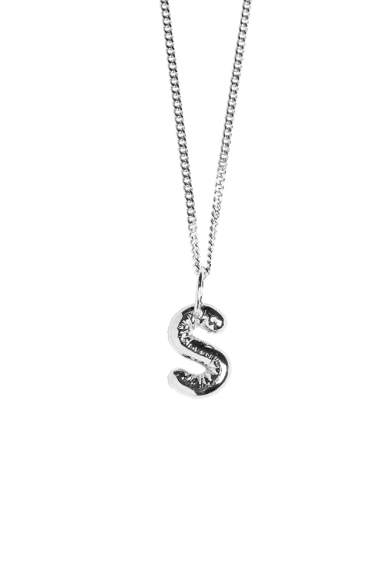 Ladies modern pendant necklaces-Letter S Silver Necklace