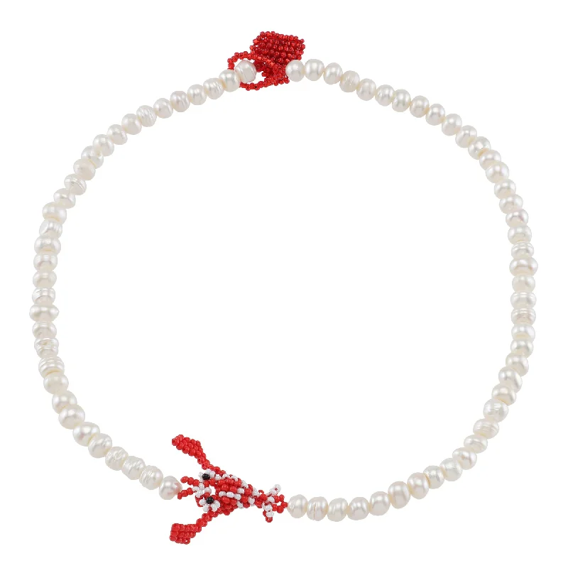 Ladies silver heart necklaces-Pearly Lobster Necklace