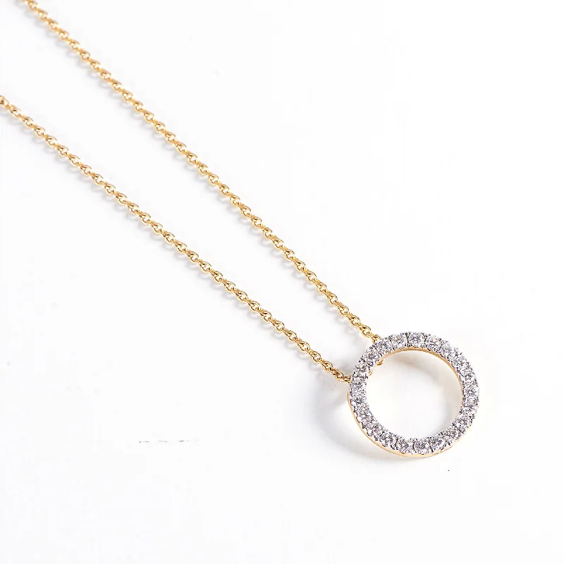 Ladies diamond necklaces-Circle Diamond Necklace