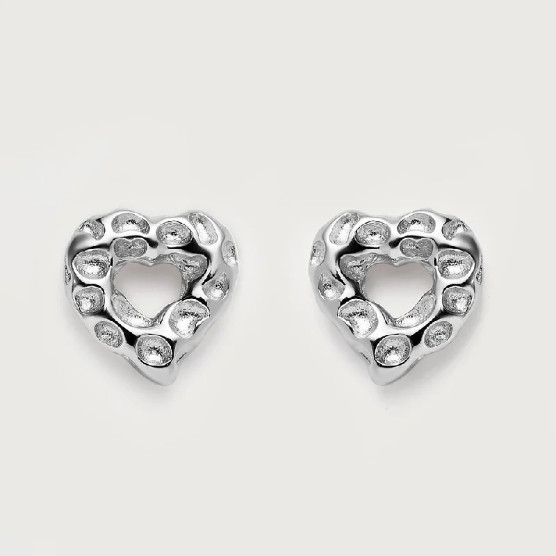 Ladies hoop earrings with pearls-Allegro Heart Stud Earrings