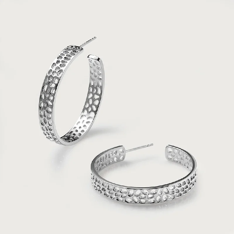 Ladies statement earrings-Lattice Hoop Earrings