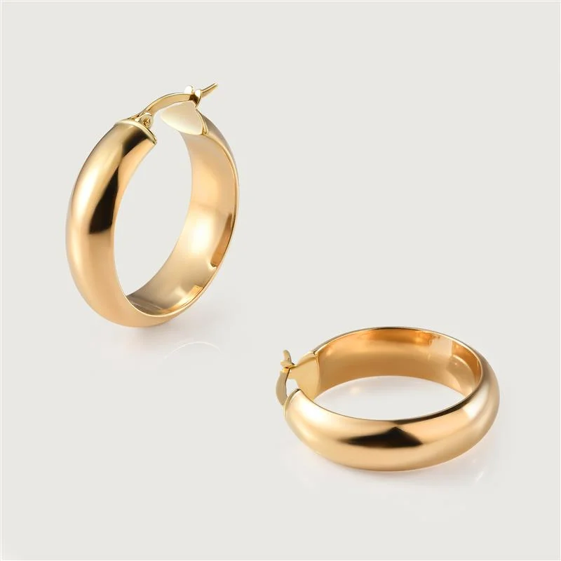 Ladies custom made earrings-Bold & Gold 9K Yellow Gold Hoop Earrings