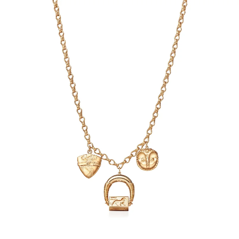 Ladies solid gold necklaces-Futura Jewelry | Amulet 18K Gold Necklace