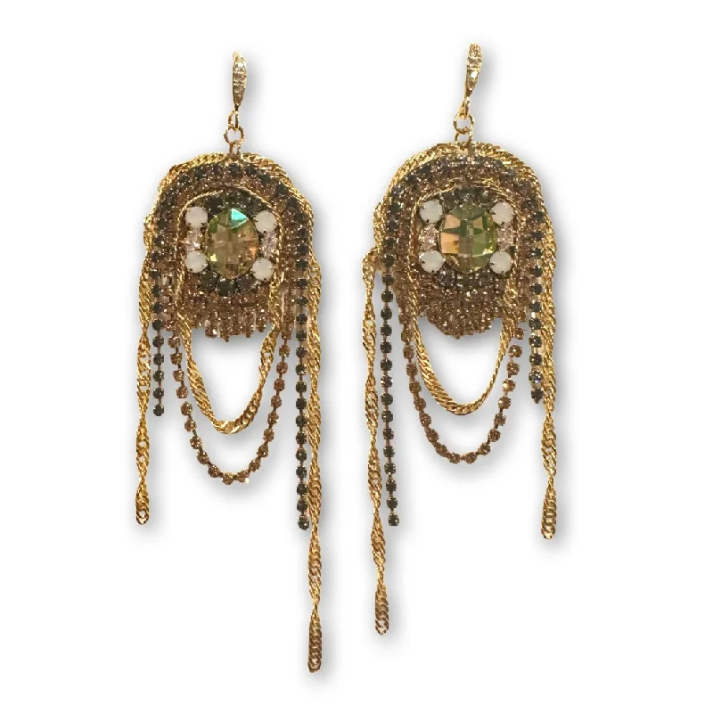 Ladies multi-stone earrings-Paige Flow Chandelier Statement Earrings