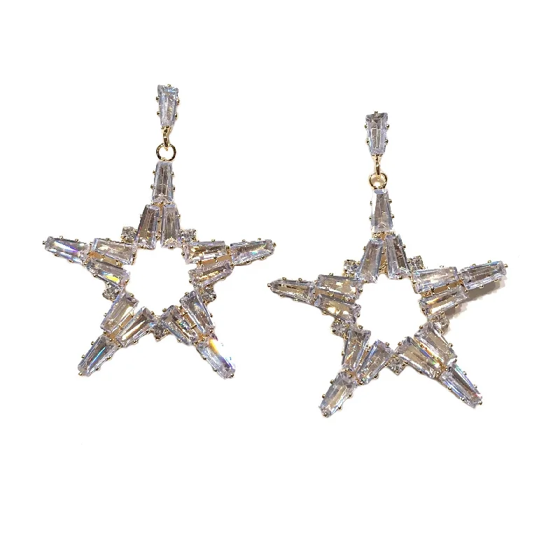 Ladies gemstone earrings-Crysta Sparkle Star Earrings