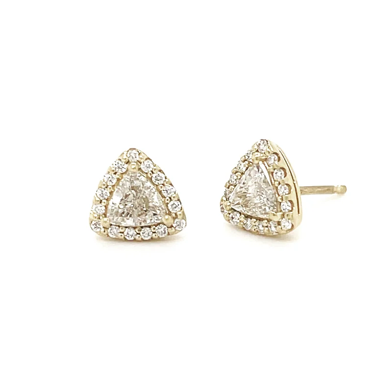 Ladies designer gold earrings-Trillion Pave Diamond Studs