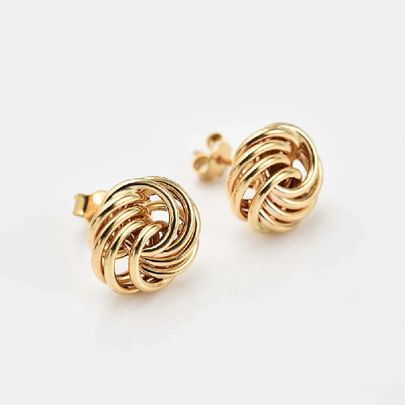 Ladies asymmetrical earrings-9k Yellow Gold Rose Petals Stud Earrings