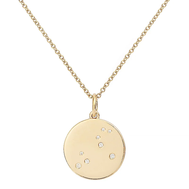 Ladies fashion jewelry necklaces-Star Badge Leo 18K Gold Necklace w. Diamonds