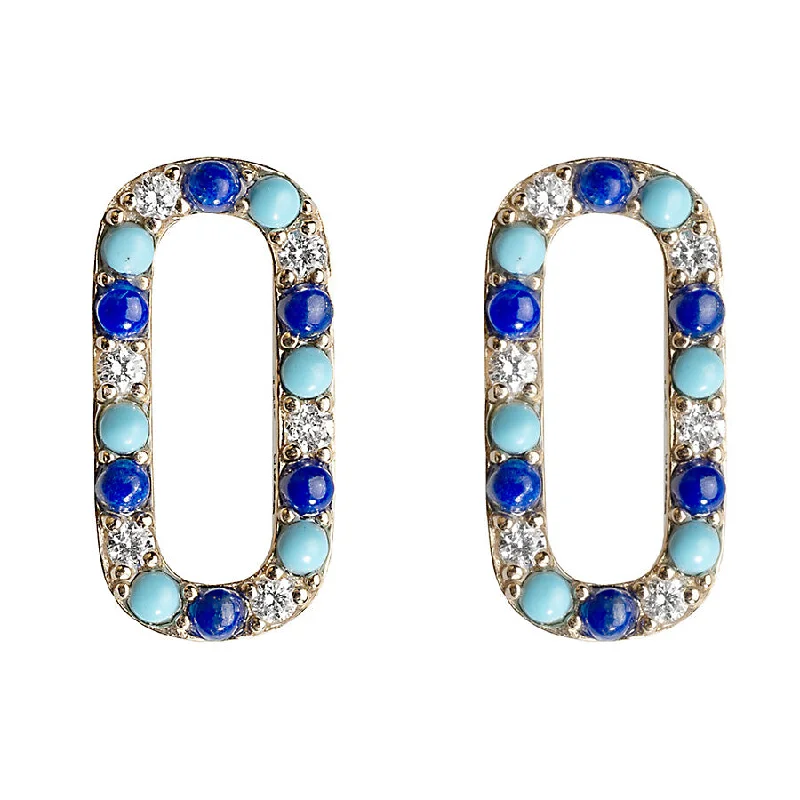 Ladies diamond drop earrings-Diamond/Turquoise/Lapis Small Gemstone Add On Links