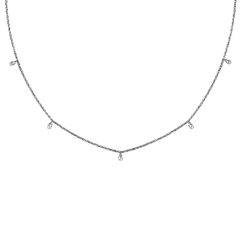 Ladies star-shaped necklaces-Mini Choker Drops 18K Whitegold Necklace