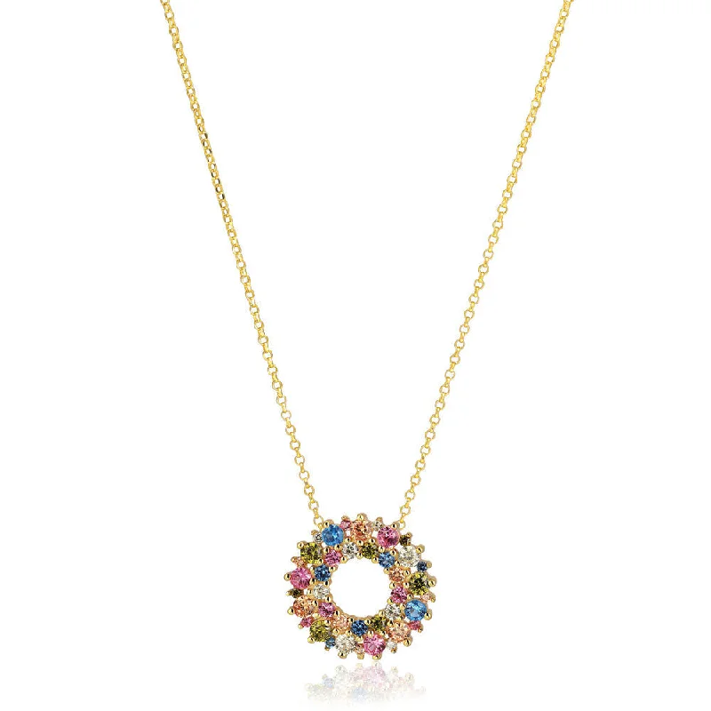 Ladies sapphire necklaces-Livigno 18K Gold Plated Necklace w. Colored Zirconias