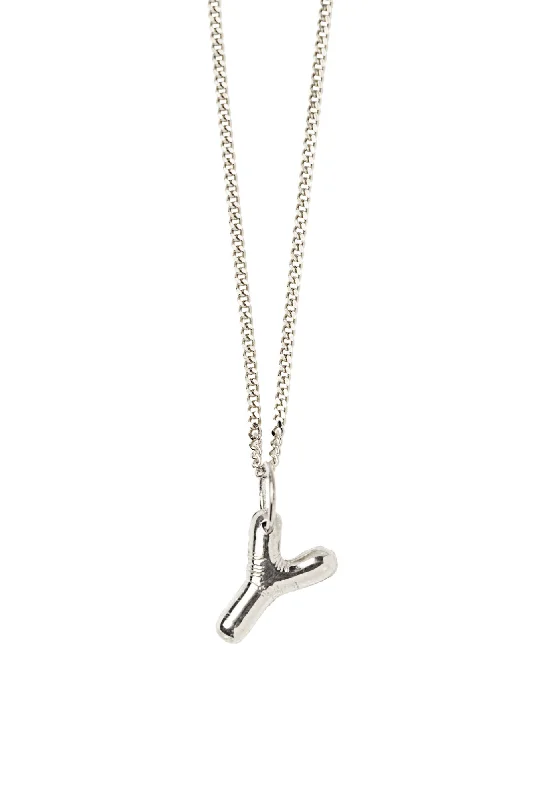 Ladies creative necklaces-Letter Y Silver Necklace