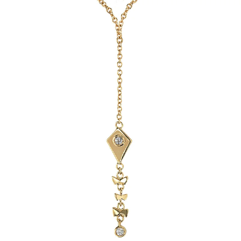 Ladies vintage necklaces-Kite 18K Gold Necklace w. Diamonds