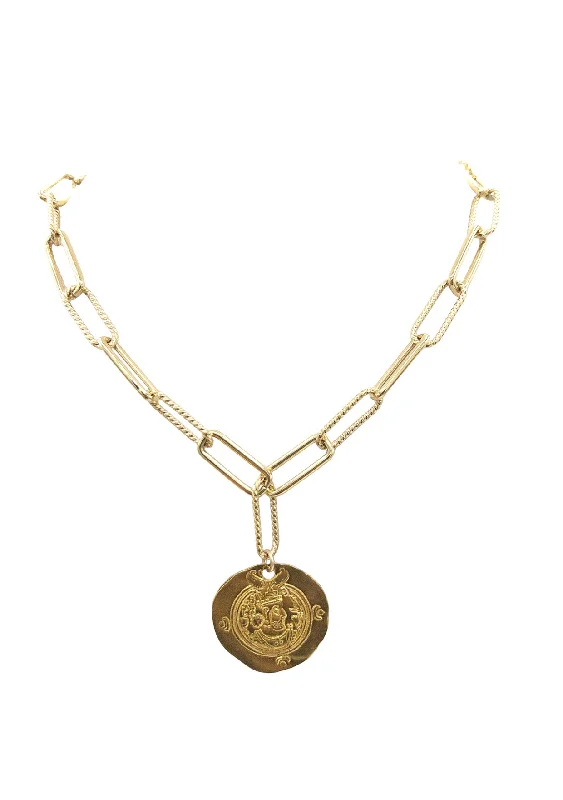 Ladies bridal necklaces-Afghan Gold Coin Pendant Necklace