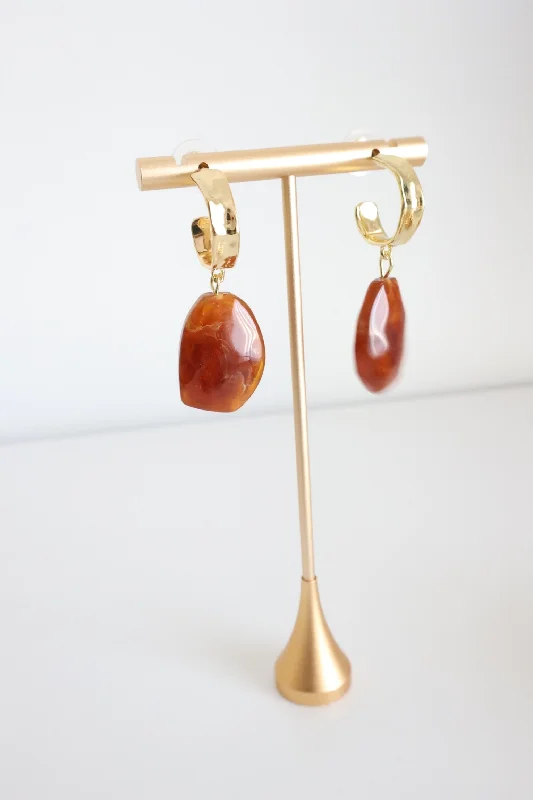 Ladies diamond drop earrings-Amber Romance Earrings