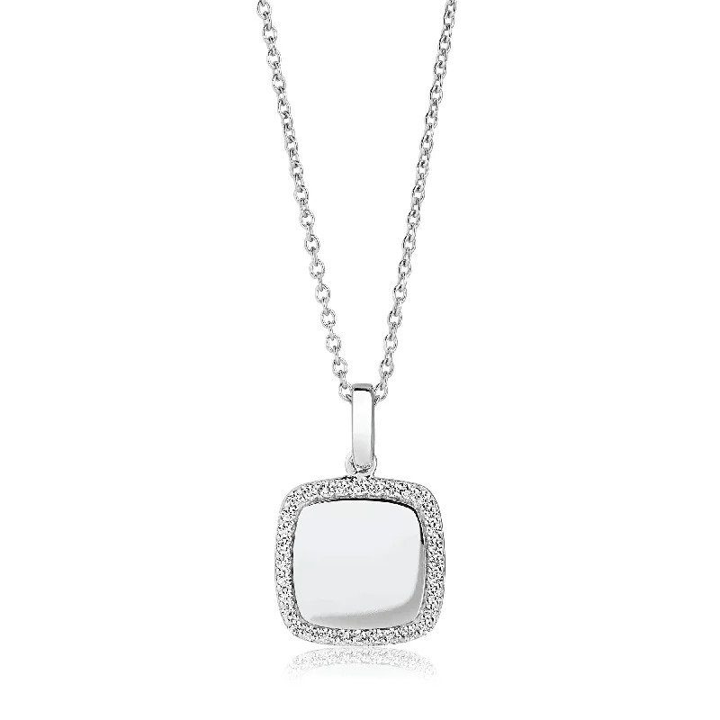 Ladies eternity necklaces-Follina Quadrato Silver Necklace w. White Zirconias