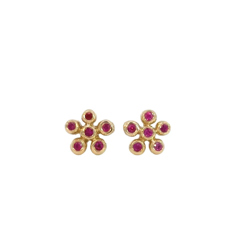 Ladies heart-shaped earrings-Pink Sapphire Pimpernel Studs