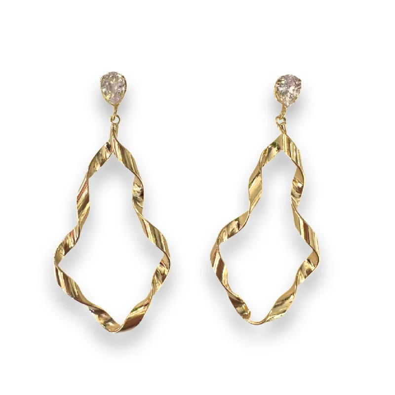 Ladies twist earrings-Brianna Gold Filled Twist Teardrop Earrings