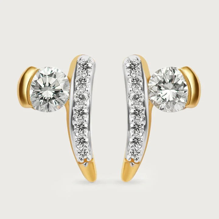 Ladies triangular earrings-Versa Certified Diamond Solitaire Studs in 14K Gold, 0.46 cts. diamonds