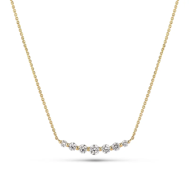 Ladies engraved gold necklaces-Tiara Grande 14K Gold Necklace w. Lab-Grown Diamonds