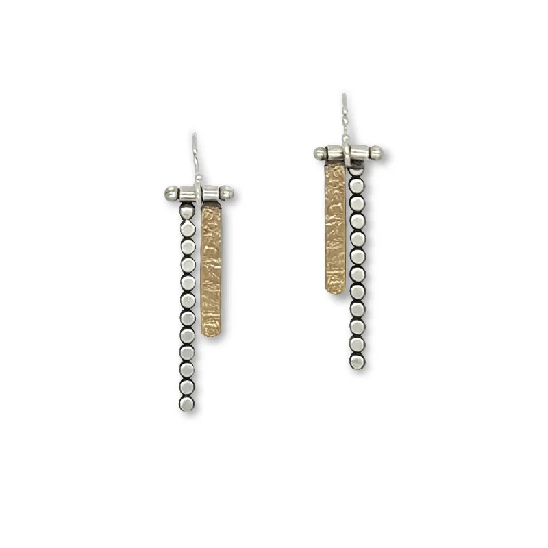 Ladies gold stud earrings-Small Hanging Stick Earrings (RE1353)