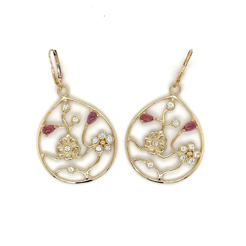 Ladies drop earrings-Tree of Life Hoops