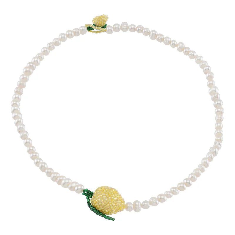 Ladies statement gold necklaces-Pearly Lemon Necklace