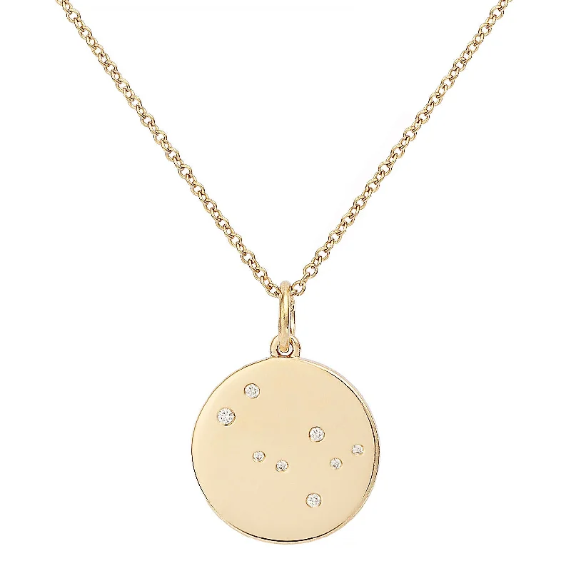 Ladies pearl pendant necklaces-Star Badge Gemini 18K Gold Necklace w. Diamonds