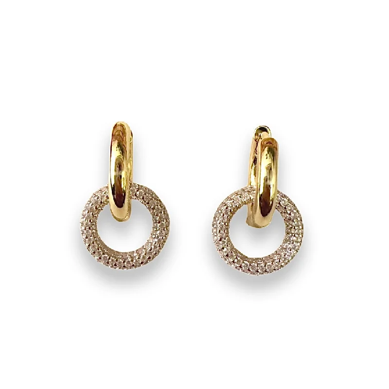 Ladies gold ear cuffs-Coco Double Pave Circle Ring Hoop Huggies