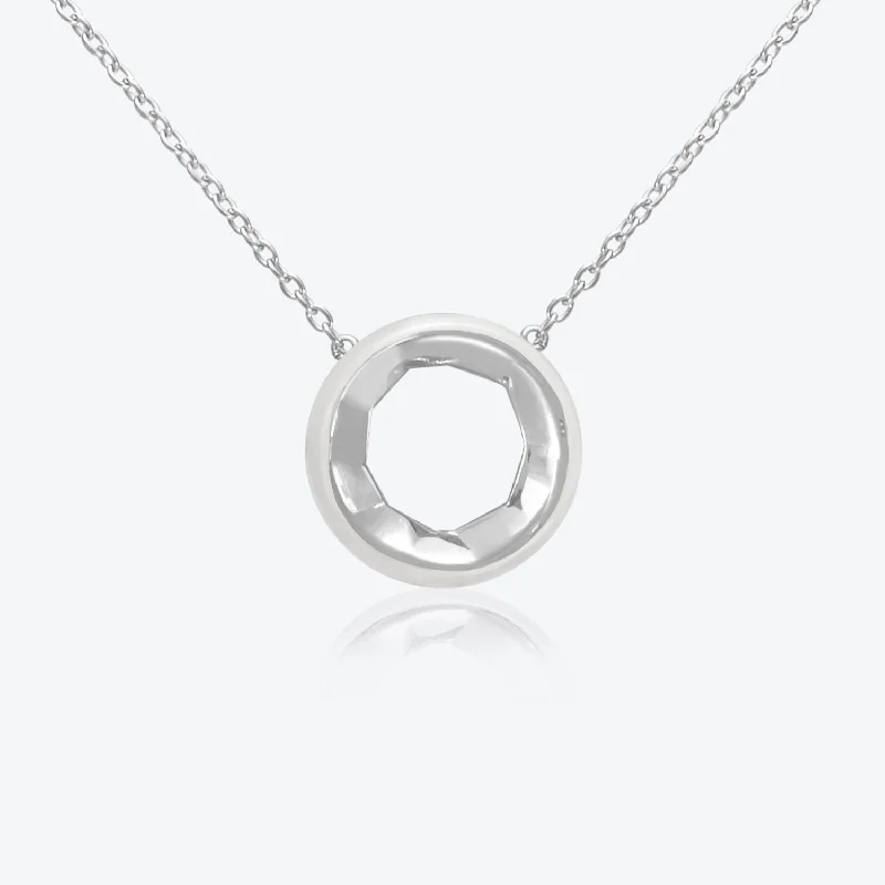 Ladies lock and key necklaces-A. Sun Halo Silver Necklace w. Snow White Enamel