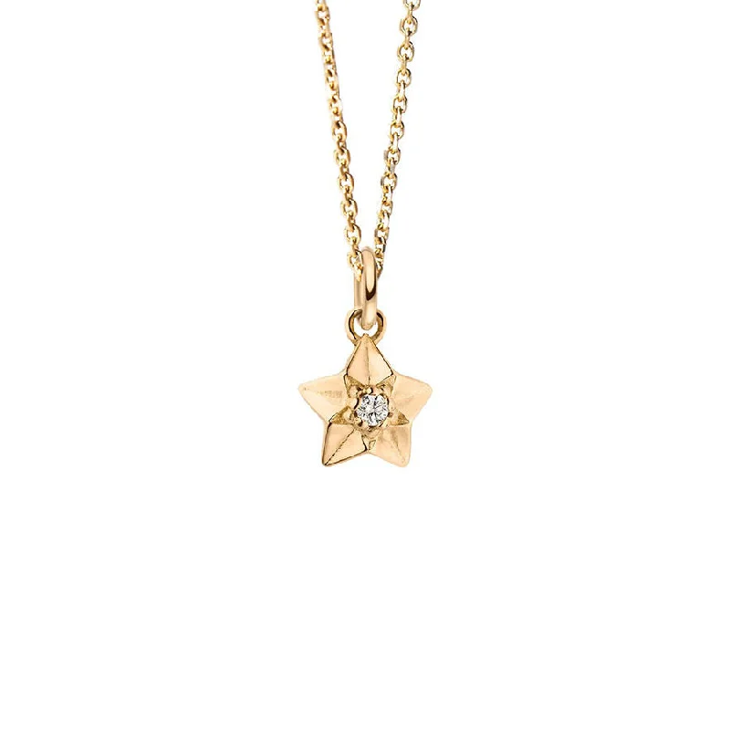 Ladies wedding necklaces-Stardust 18K Gold Necklace w. Lab-Grown Diamond