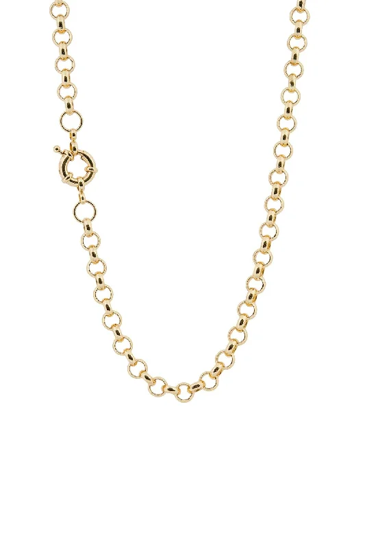 Ladies gold pendant necklaces-Link Chain Gold Plated Necklace