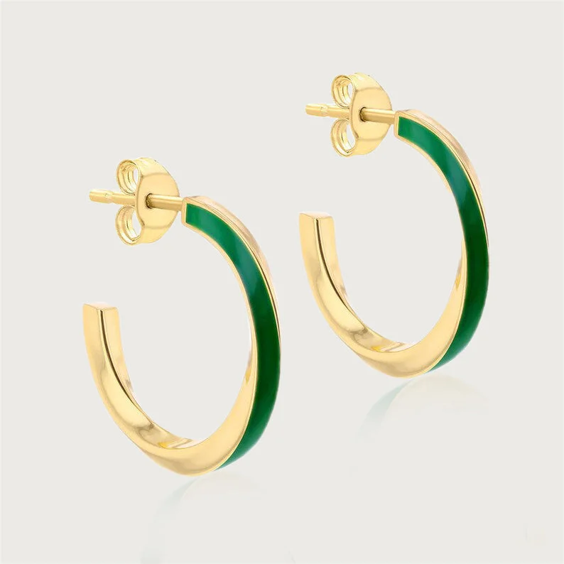 Ladies luxury earrings-Taffy Enamel Half Hoops