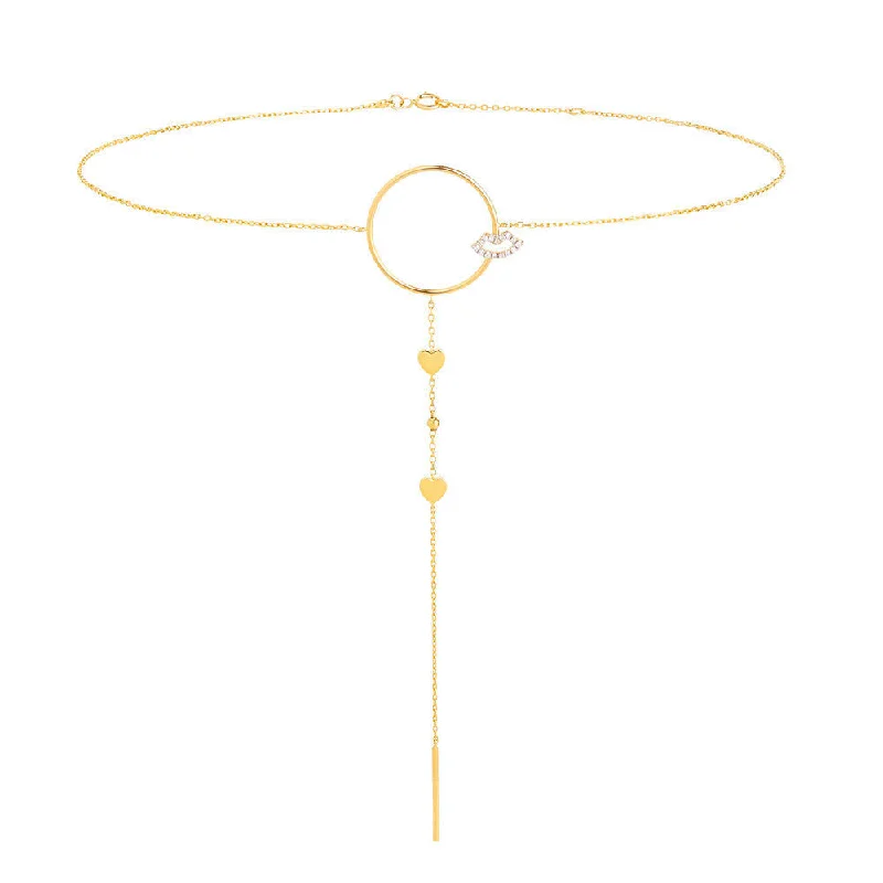 Ladies birthstone necklaces-Modern Words Fine Crush Choker 18K Gold Necklace w. Diamond