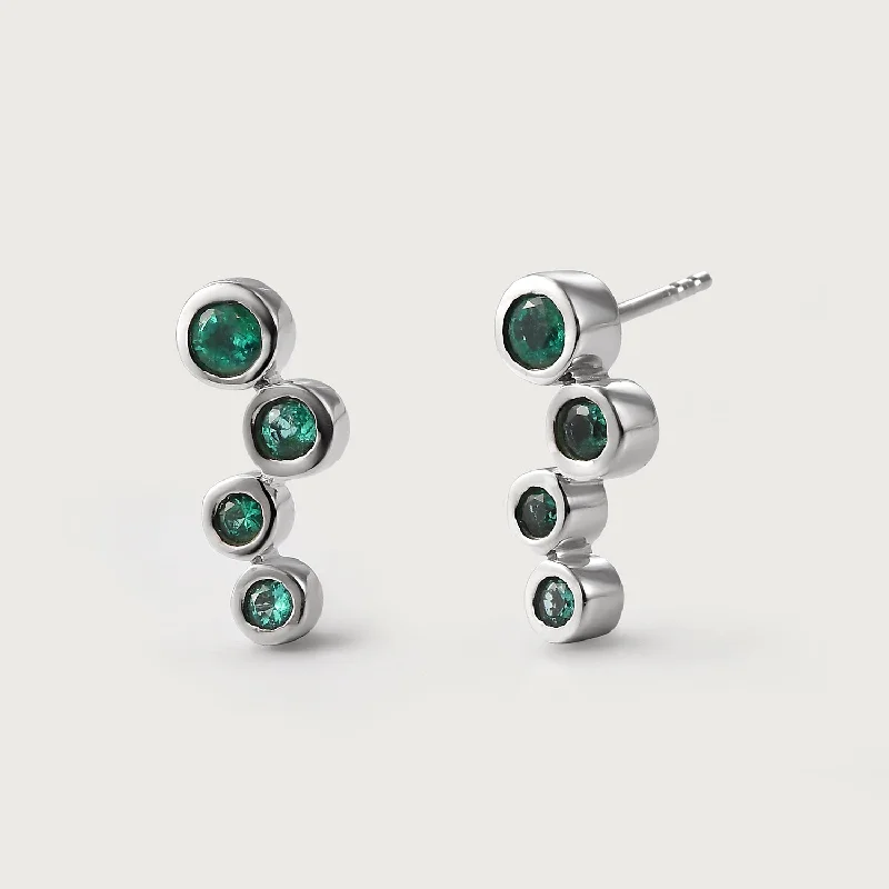 Ladies asymmetrical earrings-Premium Emerald Solitaire Stud Push Post Earring