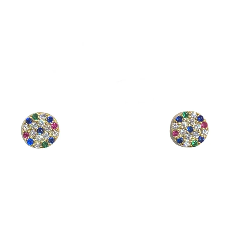 Ladies twisted hoop earrings-Multicolor Evil Eye Studs