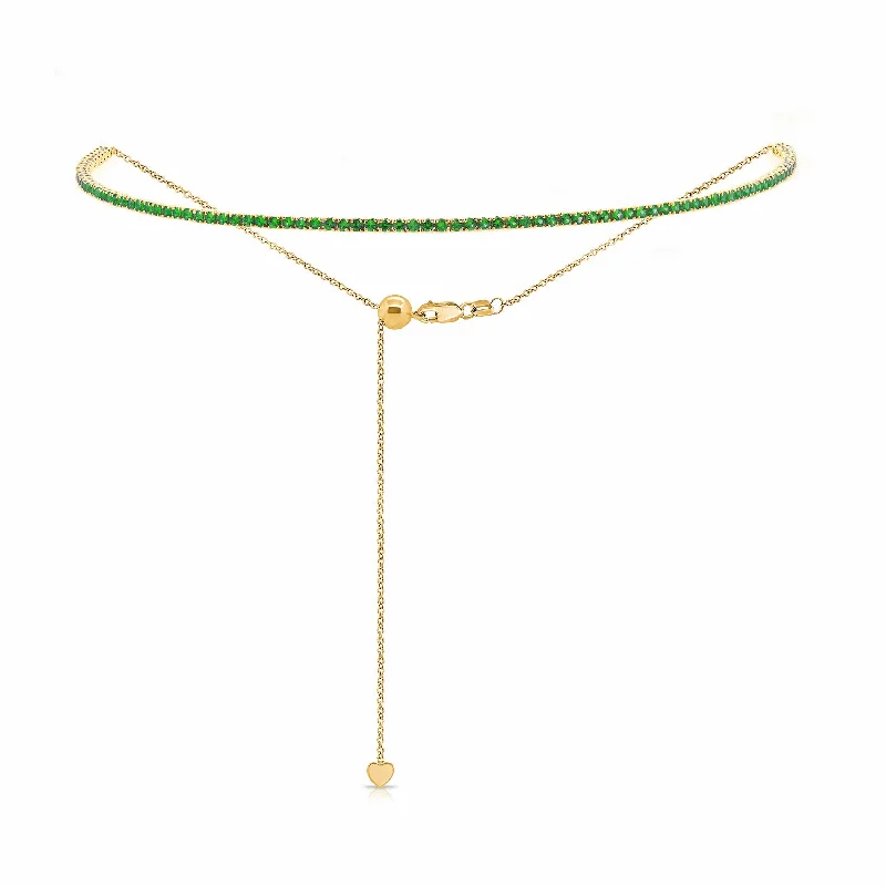 Ladies fine diamond necklaces-Adjustable Bolo Gemstone Tennis Choker