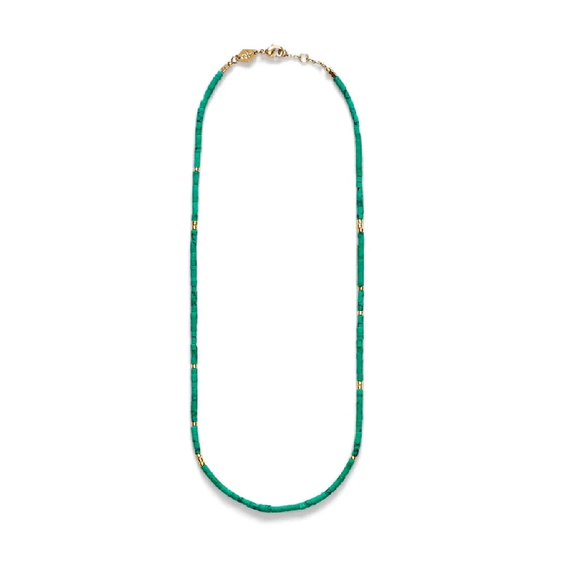 Ladies chain necklaces-Sun Stalker Gold Plated Necklace w. Green Oasis Beads