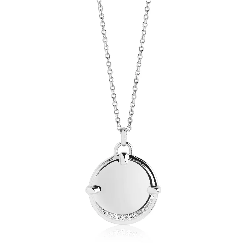 Ladies sterling silver necklaces-Portofino Silver Necklace w. White Zirconias