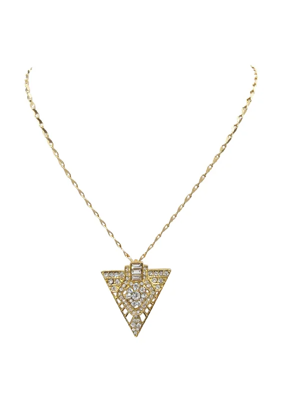 Ladies emerald necklaces-Diamond Illusion Gold Triangle Pendant Necklace