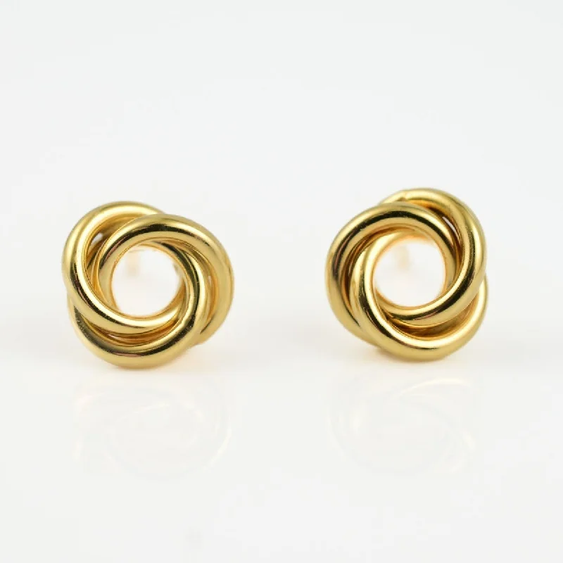 Ladies luxury hoop earrings-Double Knot Earrings in 9K Gold