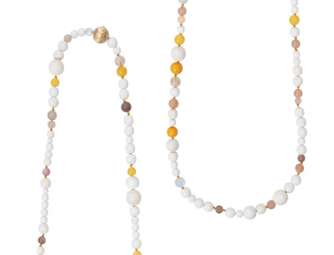 Ladies gold pendant necklaces-Bead collier bone/amber mixed Colors