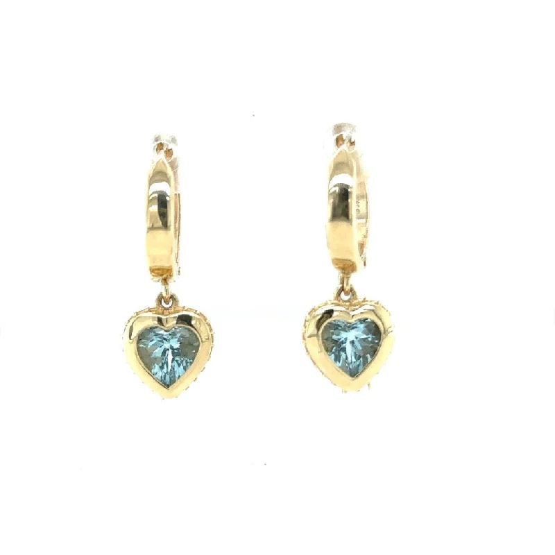 Ladies cubic zirconia earrings-Aquamarine Dangle Heart Earrings