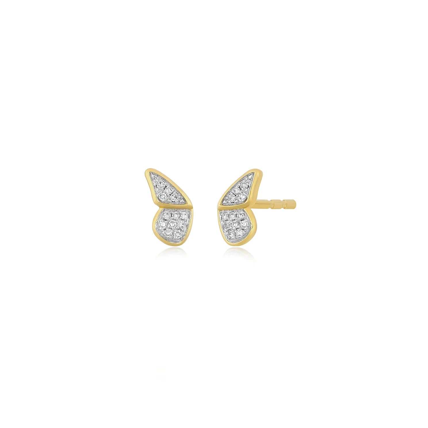 Ladies art deco earrings-Diamond Flutter Stud Earrings